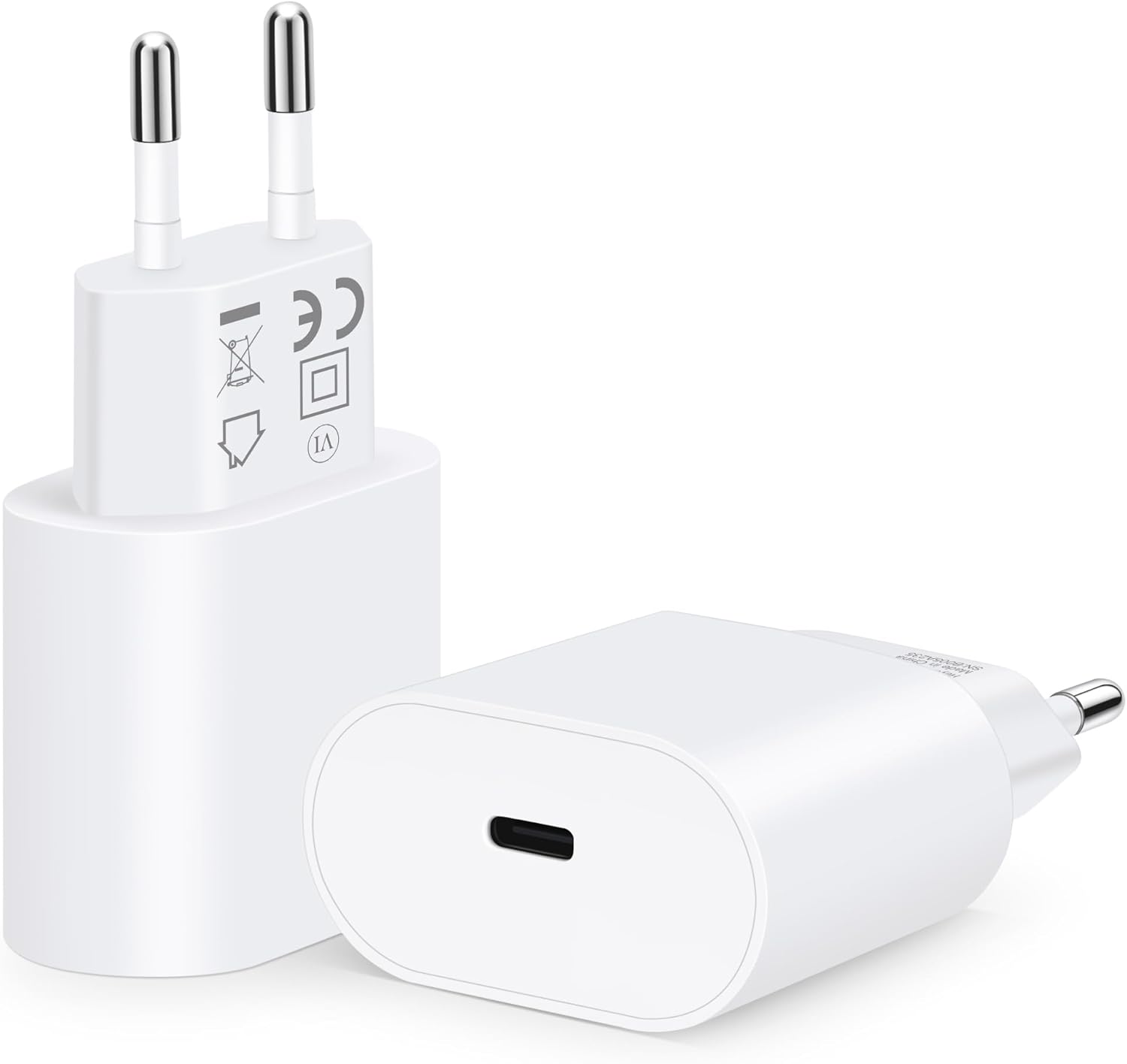 European Travel Plug Adapter, 2-Pack 20W PD USB C Wall Charger Type C Fast Charging Block International Power Adaptor US to Europe EU for iPhone 16 15 14 13 12, iPad, Samsung, Pixel, Android