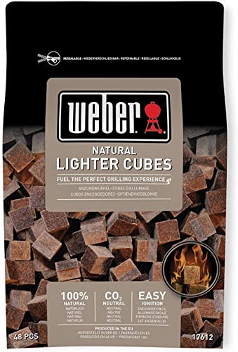 Weber バーベキュー用チャコールブリケット(炭)5kg & 点火キューブ48個入セット