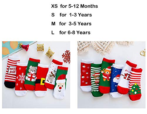 Gellwhu 12 Pairs Kids Christmas Socks Thicken Terry Thermal Winter Warm Holiday Cotton Socks Toddler Children Gifts (M, A Set Of 12 Pairs) #TOP1