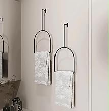 Towel Ring, Black Metal, Arched Design, Towel Holder in Bathroom, Towel Hanger for wash Basin, Bathroom Towel Hanger for Wall,7x16.5 Inch, Wall Mounted Towel Holder for Bathroom (Set of 1)