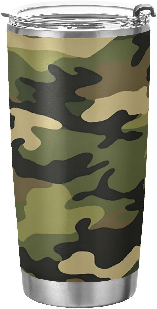 YETTASBIN Camo Tumbler with Straw Lid, 20oz Stainless Steel Tumbler Cup Double Wall Vacuum Insulated Travel Coffee Mug for Hot and Cold Drinks