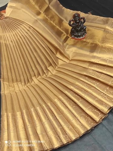 Jacquard Woven Golden Banarasi Organza Silk Saree_A7021