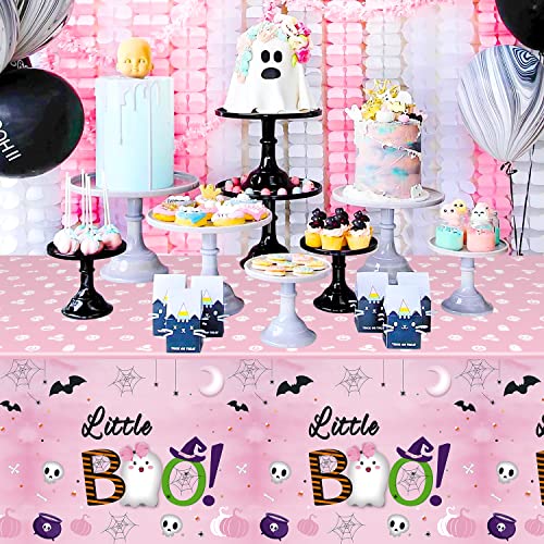 Haooryx 3 Pack Little Boo Table Covers Halloween Party Decoration Supplies, Plastic Rectangle Tablecloth Disposable Tablecover For Little Boo Theme Party Kids Birthday Baby Shower Decor, 108 X 54 Inch #TOP5