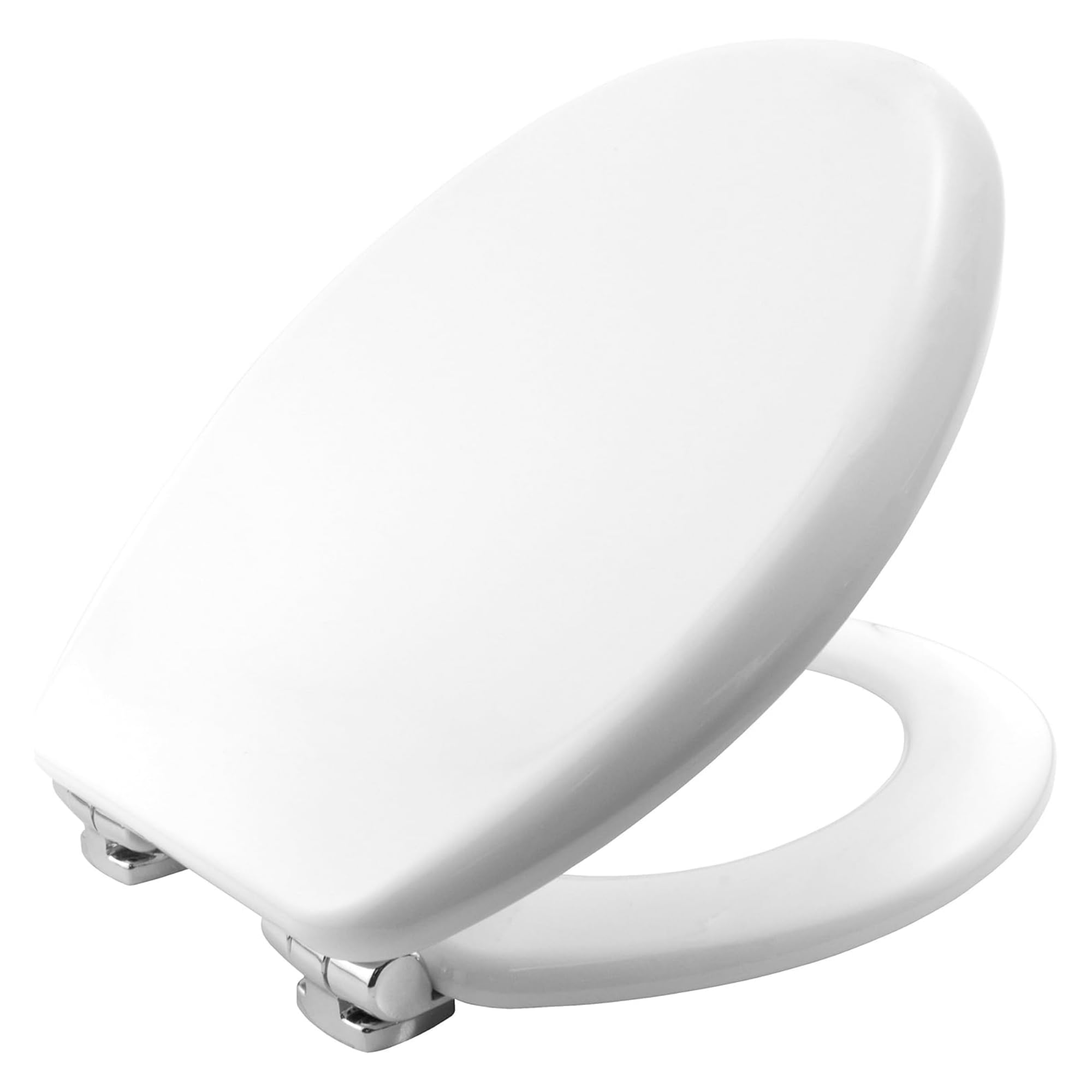 Bemis Vegas Ultra-Fix White Toilet Seat. Soft Close Toilet Seat, Moulded Wood Material with Chrome Plated Hinges. Universal, Easy to Clean & Quick Installation