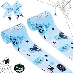JOYMEMO 2 Rolls 10 Yards Blue Halloween Grosgrain Ribbons