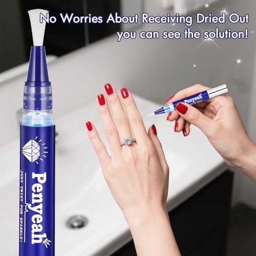 Jewelry Cleaner Pen 2Pack, Instant Shine Diamond Ring Cleaner Pen Stick, Soft Brush Travel Jewelry Cleaning Pen for Diamonds,Various Gemstones,Gold,White Gold,Moissanite