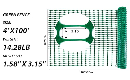 image for PotatoLife Plastic Mesh Fence Safety Fence, Extra Strength 4'x100' Rol