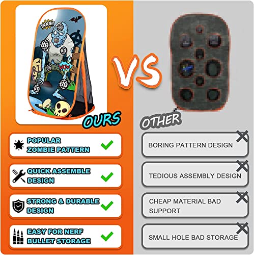 Schießen Zielscheibe Spiel Kinder Jungen Spielzeug für Nerf Gewehre - Zombie Schießscheibe mit Netz Indoor Outdoor Spielzeug Geschenke für 5 6 7 8 9 10+ Jahre alt Junge Mädchen (Zombies in T-Shirts)