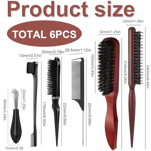 WUERKIYA Bristle Hair Brush with Edges Brush,The Ultimate Hair Care Bundle - Beard Brush, Bristle Brush, Boar Bristle Hair Brush, and More - Unrivaled Selection for Versatile Grooming - Image 3