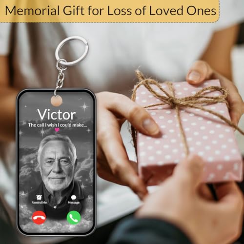 Cupike Personalized The Call I Wish I Could Take Keychain - Custom Photo Name Memorial Sympathy Keepsake Gift for Loss of Loved One(02-Cloud)