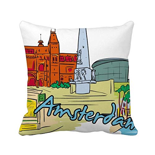 Coussin Amsterdam Aquarelle 40x40 cm avec insert multicolore pour canapé - 2