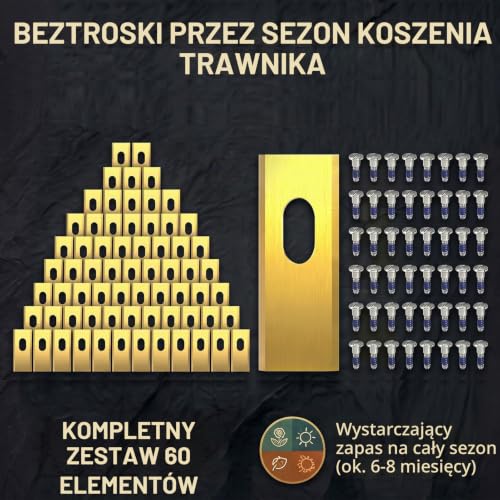 HAUSPROFI 60 x tytanowe ostrza zapasowe do MOVA 600, 600 zestawów, 1000, LiDAX Ultra & NAVAX AWD robot koszący, certyfikat DIN EN 50636-2-107, 60% bardziej trwały, w zestawie śruby zabezpieczające i