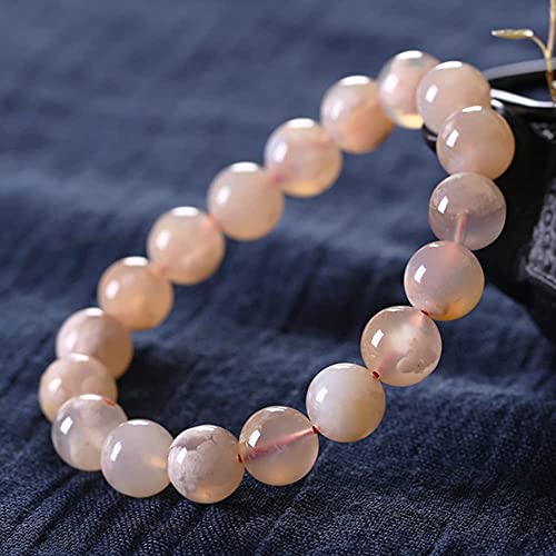 Blandinelove Beads Bracelet, Natural 10 Mm Cherry Blossom Agate Beaded Bracelets For Women Handmade Stretch Beaded Bracelet Gemstone For Men Women Girls, Yoga Healing Stress Relief Bangle With Gift Box And Bag #TOP1