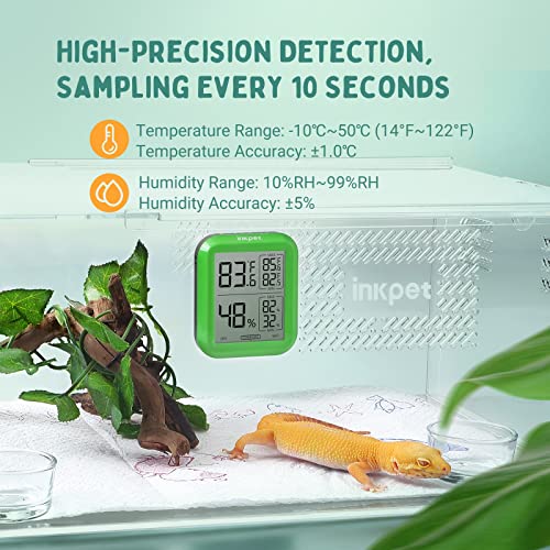 Inkpet Reptile Terrarium Thermometer Hygrometer With Max/Min Record Digital Display For Bearded Dragon Tank Accessories, Leopard Gecko, Tortoise Habitat, Crested Gecko Tr-1A #TOP3