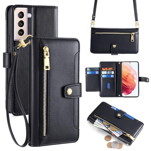 Pochette Samsung S24 zippée en similicuir pour ranger vos cartes