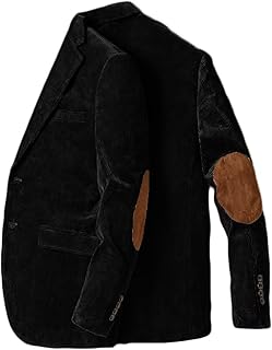 Men's Corduroy Blazer with Elbow Patch Business Casual Jacket Spring Fall Sport Coats