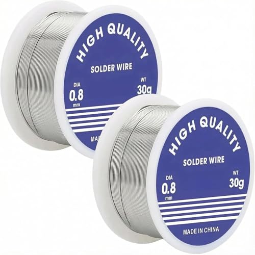 Image of 2 PCS Solder Wire, 0.8mm 60g Tin Solder Rolls for Electronics Repair, Circuit Boards Electrical Welding DIY Projects, Rosin Flux Core Soldering Wire for Precise Clean Soldering Work