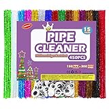 KIMMAX Pfeifenreiniger Glitzer Multi-Colored Chenille Bastelset für Kinder Basteln und Dekorieren 450 Stück (150 Pfeifenputzer und 300 Googly Eyes)