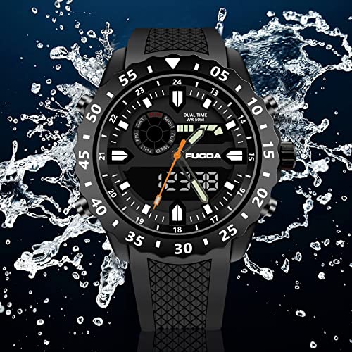Cakcity Men's Digital Sports Watch Large Face 50M Waterproof Outdoor Sports Military Watches For Men Dual Time #TOP4