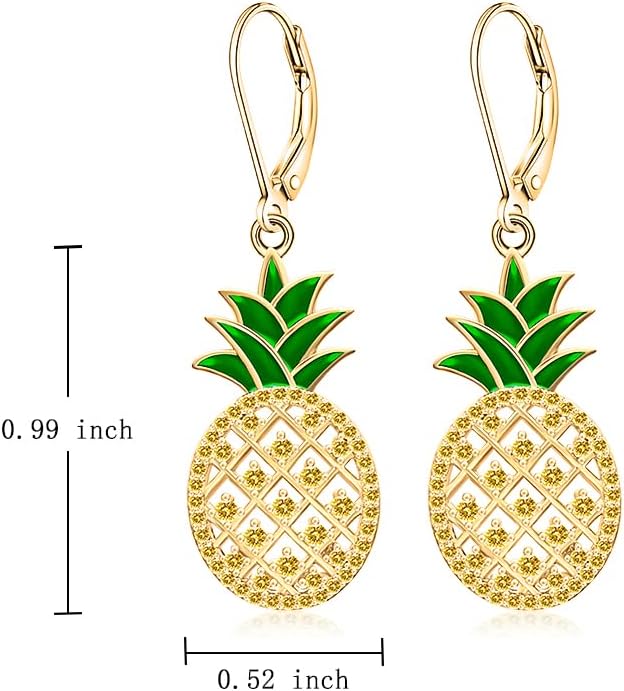 Pineapple Earrings for Women Dangle Womens Cute Pineapple Earrings Sterling Silver Leverback Jewelry Birthday Christmas Gifts - Image 6