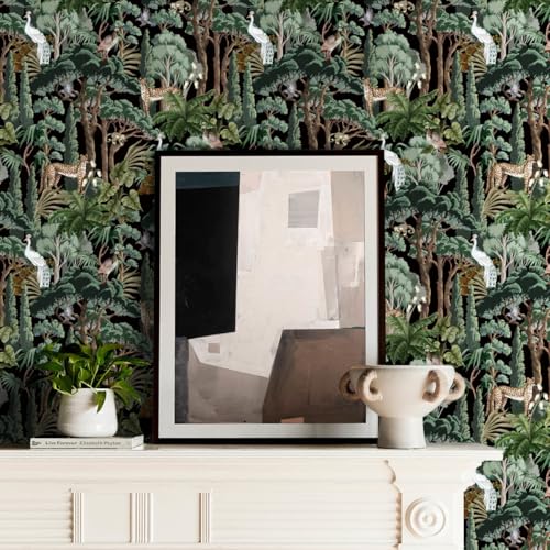 COKCOKR Tropical Jungle Wallpaper,17.71" x 118.1"Removable Waterproof Leopard/Monkey/Crane/Eagle Wallpaper Vinyl Self-Adhesive Contact Paper for Living Room Bedroom Washroom Cabinet Wall by COKCOKR - Image 5