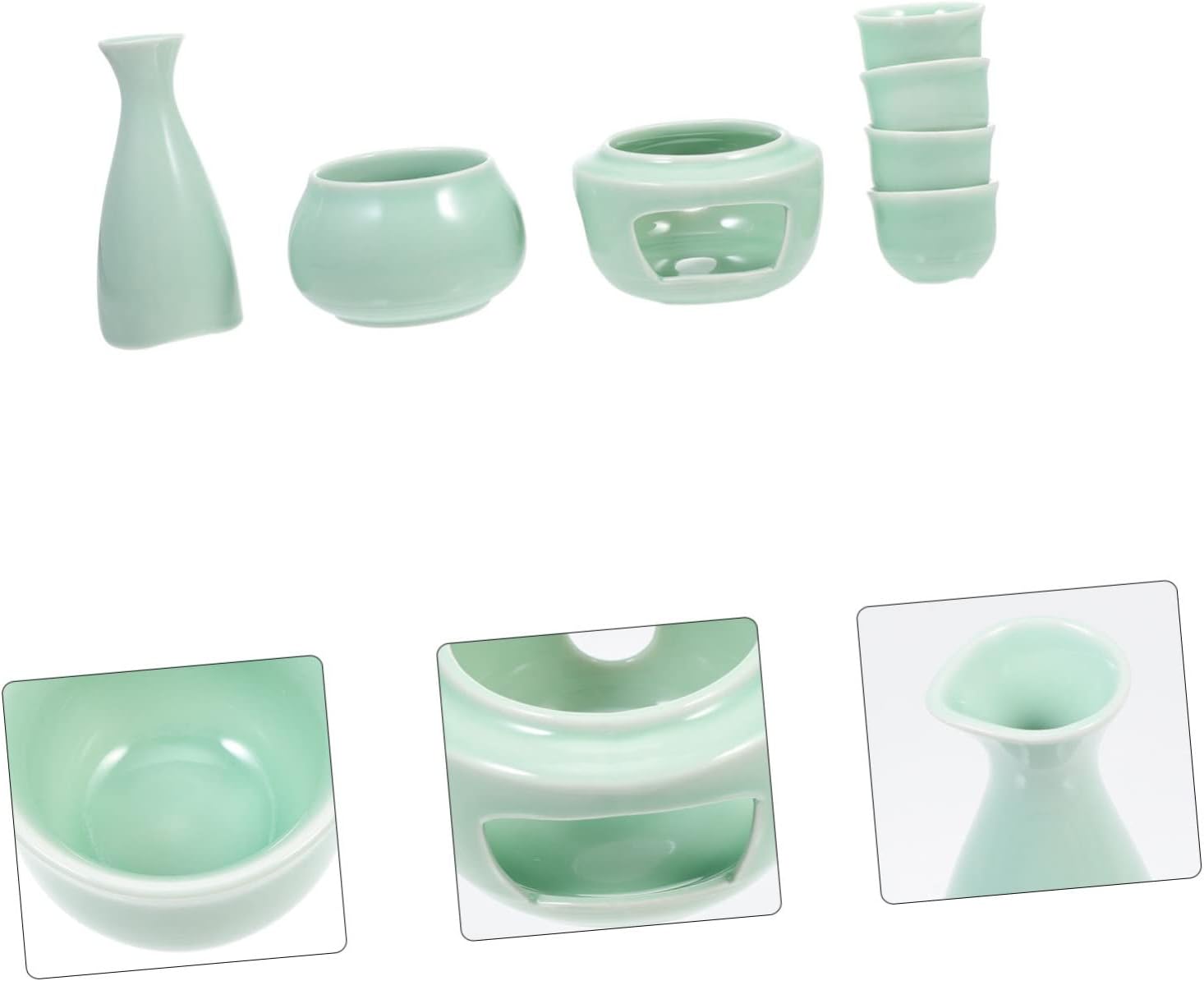 PRETYZOOM Japanese Sake Serving Set Warmer Ceramic Sake Pot and Cups for 4-Piece Set for Entertaining and Authentic