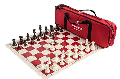 U.S. Chess Supreme Triple Weighted Chess Set Combo (Red)