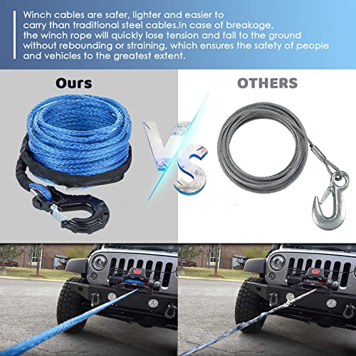 Carforu Synthetic Winch Rope 5/16'' X 50Ft,13000Lbs Synthetic Winch Line Cable Rope With Protective Sleeve + Forged Winch Hook For Off Road Vehicle Atv Utv Suv Truck Boat Winch Accessory #TOP3