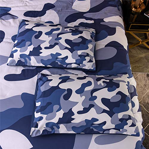 Holawakaka Boys Twin Size Camouflage Comforter Set, Kids Teens Camo Quilted Bedding Sets Army Bedspread (Blue, Twin)… #TOP5