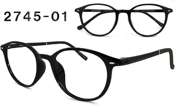 Amazon クラシック メンズ メガネ フレーム 2745 1 黒 ボストン ボスリントン ウェリントン ダミーレンズ付き ファッション眼鏡 通販