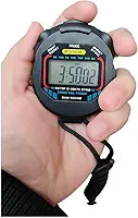 Cronômetro Digital de Mão Alta Precisão 1/100s Display Grande com Relógio Alarme Data Formato 12h 24h Compacto Leve Ideal para Esportes Treinos e Competições