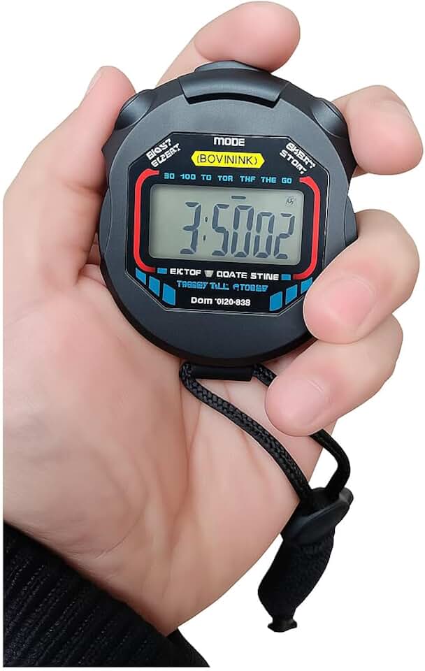 Cronômetro Digital de Mão Alta Precisão 1/100s Display Grande com Relógio Alarme Data Formato 12h 24h Compacto Leve Ideal para Esportes Treinos e Competições
