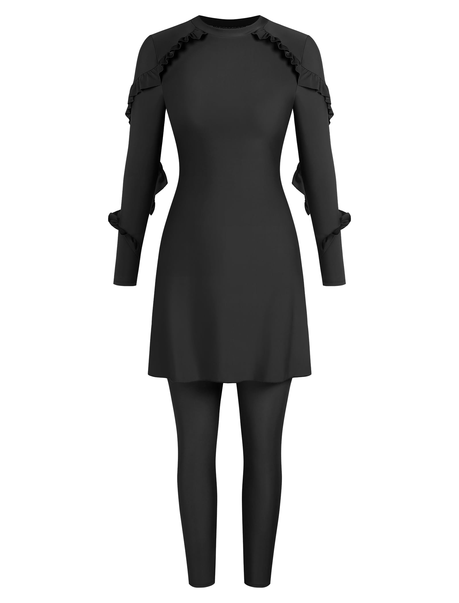 ZAFUL Women Modest Muslim Swimsuits Ruffle Full Coverage Islamic Arabic Burkini 2 Pieces Bathing Suit