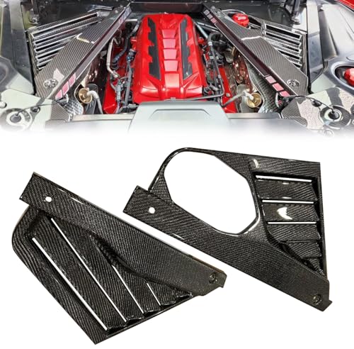 Image of Real Carbon Fiber Rear Engine Bay Panel Cover Rear Engine Covers Fit for 20+ Corvette C8 Engine Case Guards Protector Splash Shield