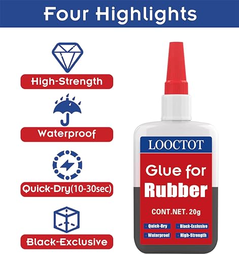 Black Rubber Glue,Super Instant Glue Bonding Between Rubbers,Rubber and Other Materials;Instant Cement for Tire,Tube, Edge,etc(20g)
