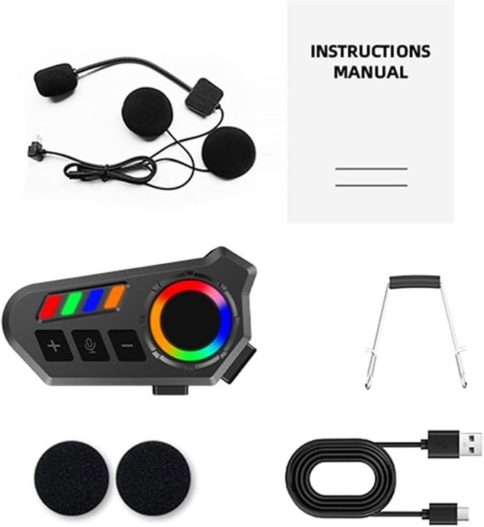 Auriculares Bluetooth para Casco de Moto con Luces LED miniatura 8