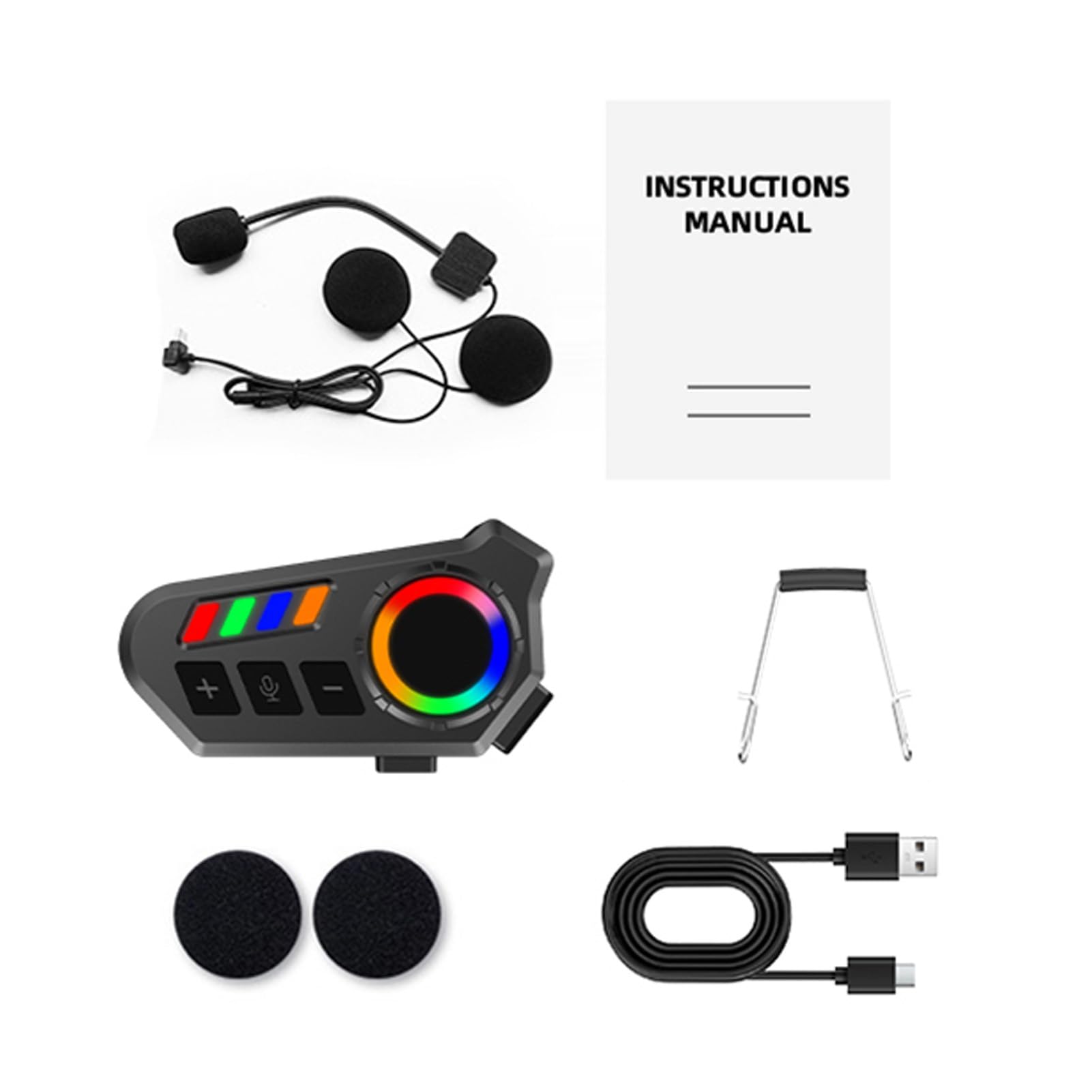 Jiawu Auricolare Bluetooth per Moto, Tecnologia BT 6.0 di Comunicazione Interfono per Casco con Assistente Vocale Impermeabile IP65, Altoparlanti per Casco Bluetooth con Batteria da 20 Ore e Luci LED
