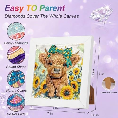 Image of PATPAT Diamond Painting Kit for Kids 5D Animal Art Craft with Frame