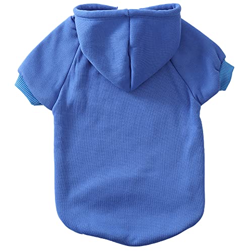 Hozz Blue Dog Hoodie Winter Dog Sweatshirt With Leash Hole Warm Dog Clothes For Small Dog Sweater Chihuahua Coat Clothing Puppy Custume L, Large (Pack Of 1) #TOP6