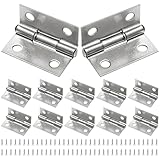 Piutouyar 12 Pack Butt Hinge 1 Inch Mini Hinges 304 Stainless Steel Hinges Small Cabinet Hinges Folding Craft Hinges with Mounting Screws for Boxes Gate Drawer