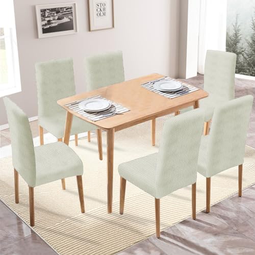 Miniatura 2 de Ystyle Fundas Sillas De Comedor Pack 6, Fundas Para Sillas Ajustables, Funda Para Sillas Elástica, Cubre Funda Protectora Sillas Lavables Para Banquetes Hogar Restaurante Hotel, Blanco Natural
