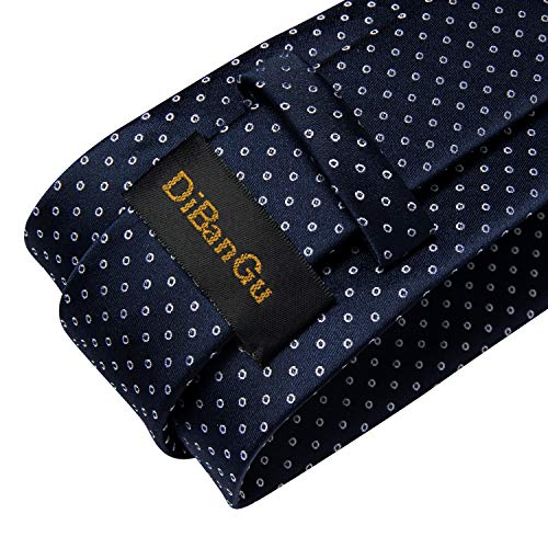 Image of DiBanGu Plaid Ties for Men Silk Checkered Necktie and Pocket Square Cufflinks Tie Clip Set with Gift Box for Wedding Business