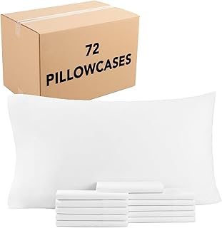 Arkwright T200 Bulk Bed Sheets - (Case of 72) Soft Poly/Cotton Bedding, Pillowcases Perfect for Hotels, Spas, and Guest Rooms, Standard 42 x 36 in, White