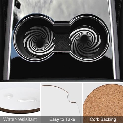 Portavasos Universal de Madera con Diseño en Espiral Blanco y Negro miniatura 5