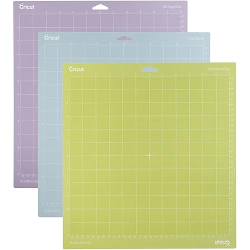 Cricut Variety Pack(1 StrongGrip, 1 LightGrip, 1 StandardGrip) Adhesive Cutting Mat 12"x12", Cutting Mat Maker Explore, Use with Light, Medium, & Heavy-Weight Materials, (3CT)