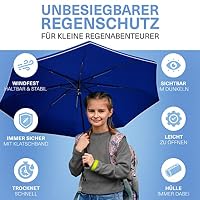 STYNGARD Regenschirm Kinder mit Sicherheitsreflektoren und Reflektorband - Kinder Regenschirm Mädchen & Junge - Kinderschirm - Schirm für Schulranzen Modell STOCKHOLM (Blau) – Ansicht 7