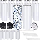 Dreamfocus 12 Pack 20 oz Sublimation Tumblers Bulk Blank Skinny Straight, Individually Boxed, Sublimation Products Wholesale