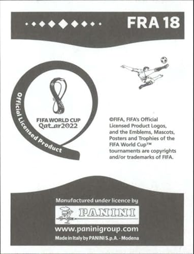 Miniatura 2 de 2022 Panini World Cup Qatar Sticker #FRA18 Antoine Griezmann Group D France Mini Sticker Trading Card