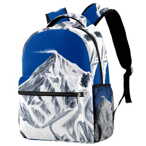 Sac à dos d'école paysage montagne enneigée multicolore pour ado et enfant de 29x20x40cm