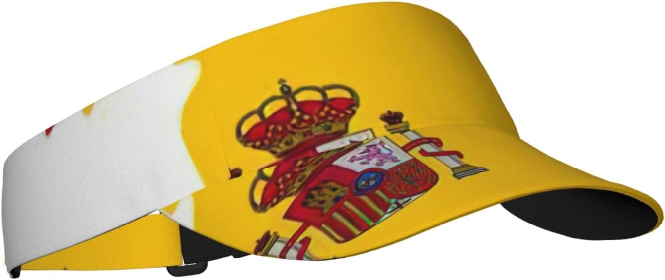 Spanish Flag Map Print Sport Sun Visor Hats Adjustable Empty Top Baseball Cap Ball Caps Sun Hat for Women and Men Black